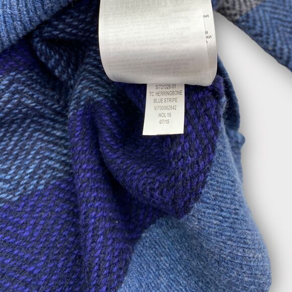 $59 Gap Sweater Mens Extra Large Lambs Wool Blue Striped Blend Herringbone - Picture 11 of 11